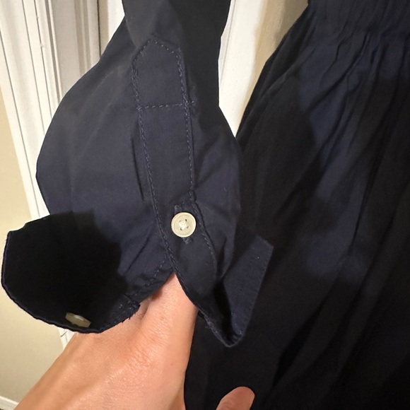 Elegant Navy Blue Shirt Dress - Picture 3 of 6